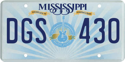 MS license plate DGS430