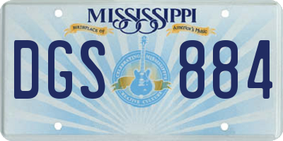 MS license plate DGS884