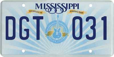 MS license plate DGT031
