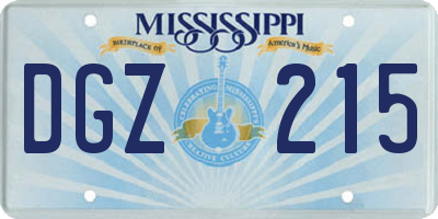 MS license plate DGZ215