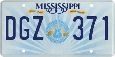 MS license plate DGZ371