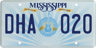 MS license plate DHA020