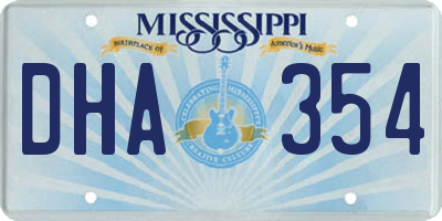 MS license plate DHA354