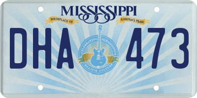 MS license plate DHA473