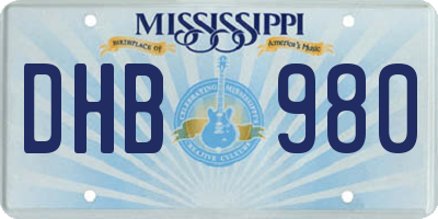 MS license plate DHB980