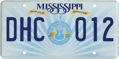 MS license plate DHC012
