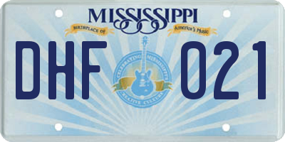 MS license plate DHF021