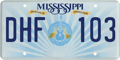 MS license plate DHF103