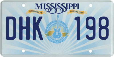 MS license plate DHK198