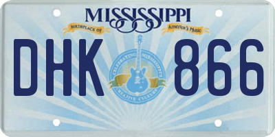 MS license plate DHK866