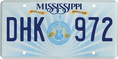MS license plate DHK972