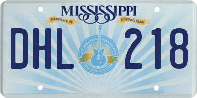 MS license plate DHL218