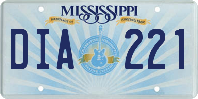 MS license plate DIA221