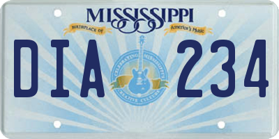 MS license plate DIA234