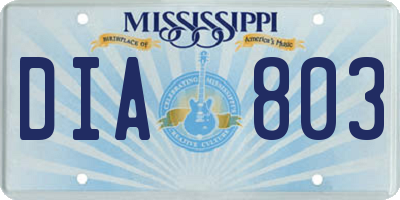 MS license plate DIA803