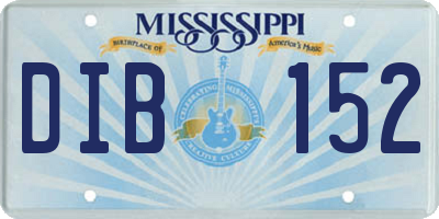 MS license plate DIB152