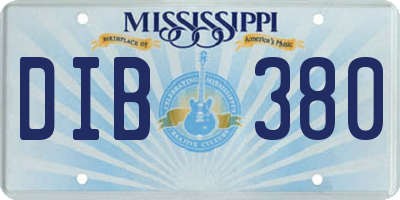 MS license plate DIB380