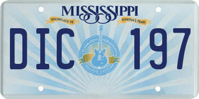 MS license plate DIC197