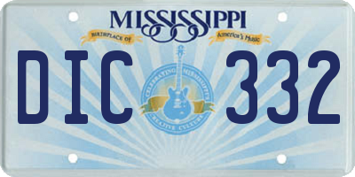MS license plate DIC332