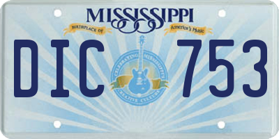 MS license plate DIC753