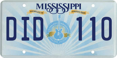 MS license plate DID110