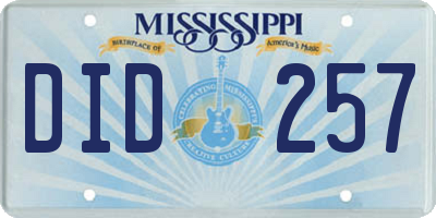 MS license plate DID257