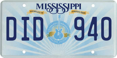MS license plate DID940
