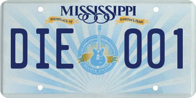 MS license plate DIE001