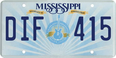 MS license plate DIF415