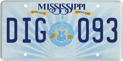 MS license plate DIG093