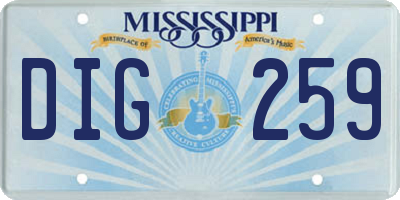 MS license plate DIG259