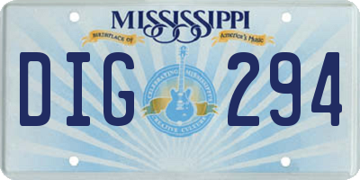 MS license plate DIG294