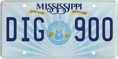 MS license plate DIG900