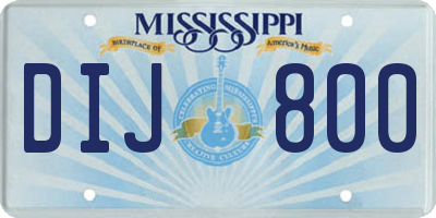 MS license plate DIJ800
