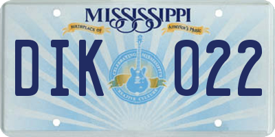 MS license plate DIK022