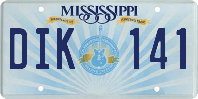 MS license plate DIK141