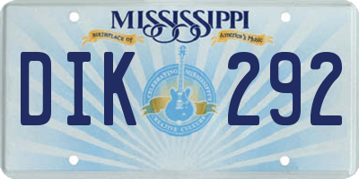 MS license plate DIK292