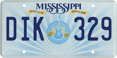 MS license plate DIK329
