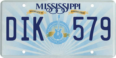 MS license plate DIK579