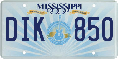 MS license plate DIK850