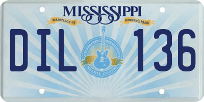 MS license plate DIL136