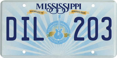 MS license plate DIL203