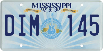 MS license plate DIM145