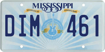 MS license plate DIM461