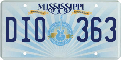 MS license plate DIO363