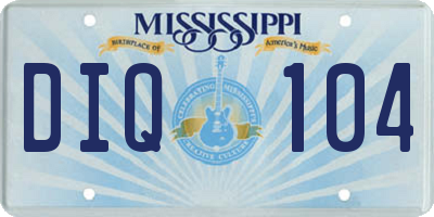 MS license plate DIQ104