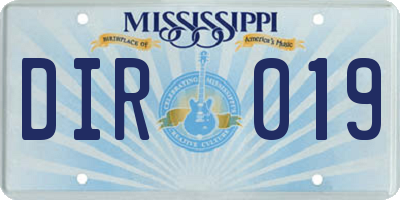MS license plate DIR019