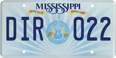MS license plate DIR022