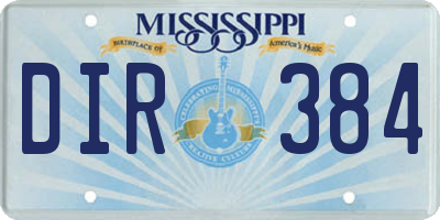 MS license plate DIR384