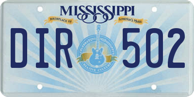 MS license plate DIR502